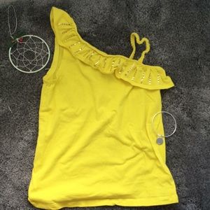 YELLOW 7-8 TANK TOP OFF THE SHOULDER SEQUINS GIRLS